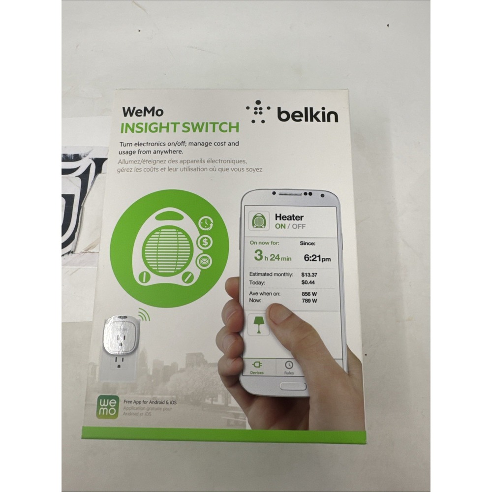 NIB New Sealed Belkin WeMo Switch Smart Wi-Fi Home Remote‎ Power Plug F7C029FC